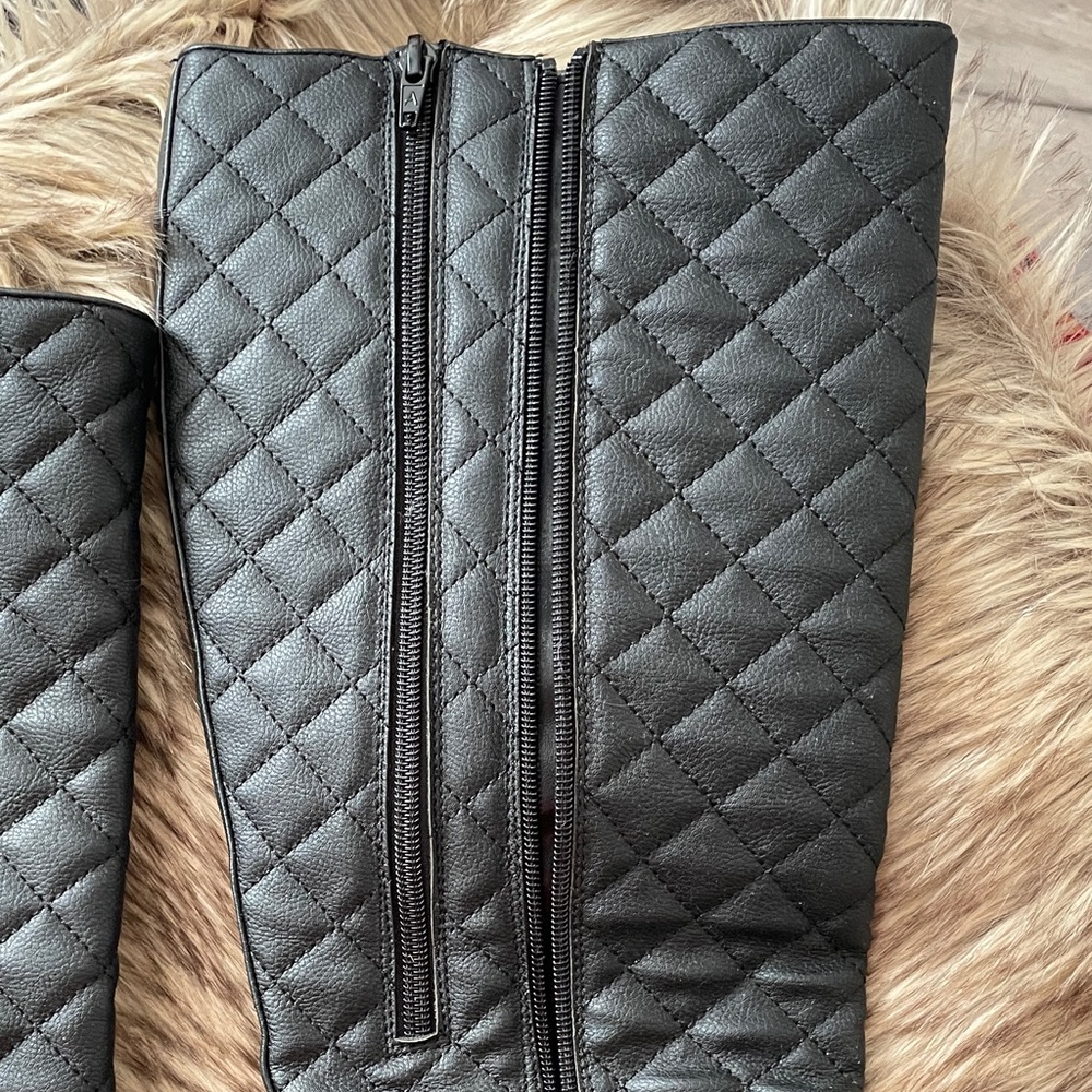 AEROSOLES Quilted Black Heeled Boots - Picture 3 of 4
